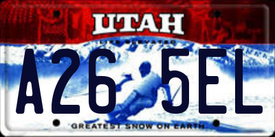 UT license plate A265EL