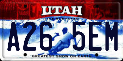 UT license plate A265EM