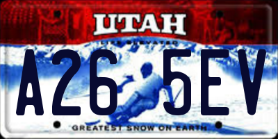 UT license plate A265EV