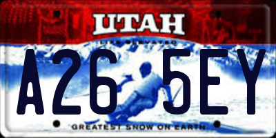 UT license plate A265EY