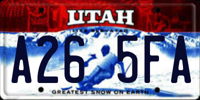 UT license plate A265FA