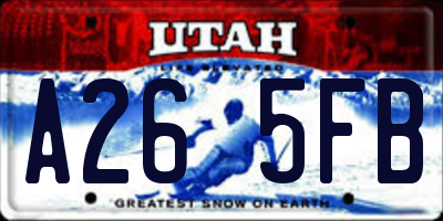 UT license plate A265FB