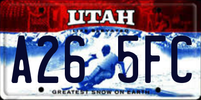 UT license plate A265FC