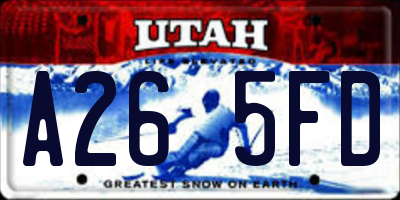 UT license plate A265FD