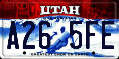 UT license plate A265FE