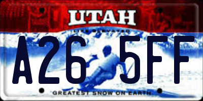 UT license plate A265FF