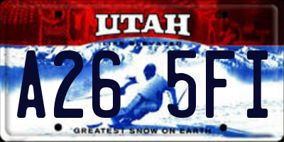 UT license plate A265FI