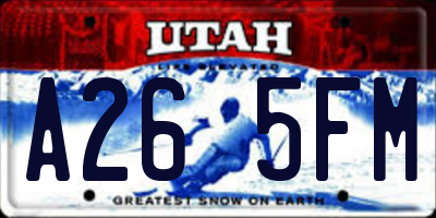 UT license plate A265FM