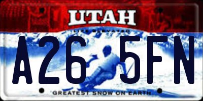 UT license plate A265FN