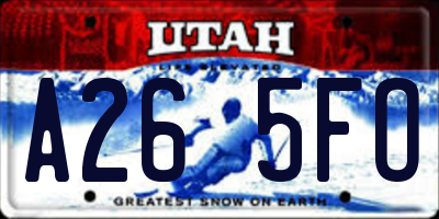 UT license plate A265FO
