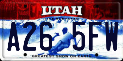UT license plate A265FW