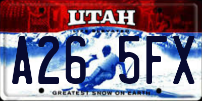 UT license plate A265FX