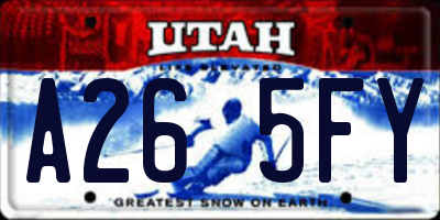 UT license plate A265FY