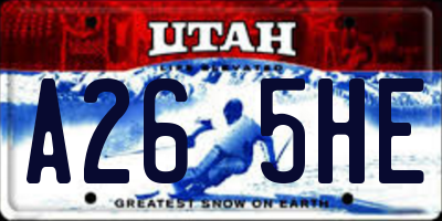 UT license plate A265HE
