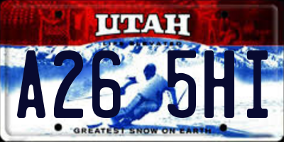 UT license plate A265HI