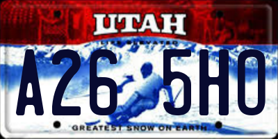 UT license plate A265HO