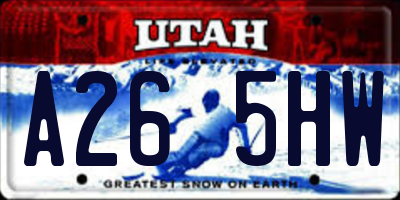 UT license plate A265HW