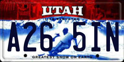 UT license plate A265IN