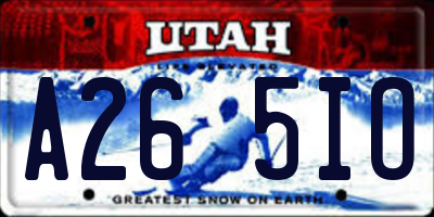 UT license plate A265IO