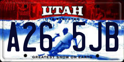 UT license plate A265JB