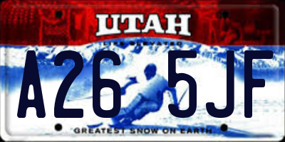 UT license plate A265JF