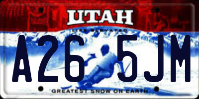 UT license plate A265JM