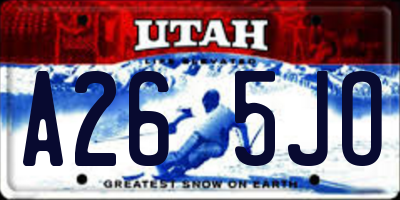 UT license plate A265JO