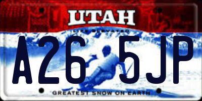 UT license plate A265JP