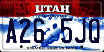 UT license plate A265JQ