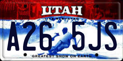UT license plate A265JS