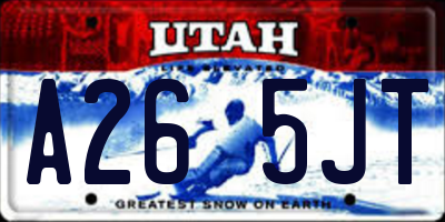 UT license plate A265JT