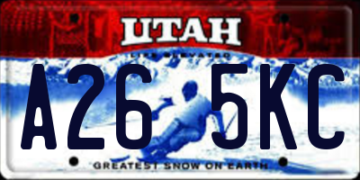 UT license plate A265KC