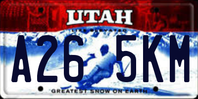 UT license plate A265KM