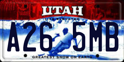 UT license plate A265MB