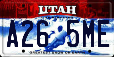 UT license plate A265ME