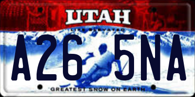 UT license plate A265NA