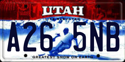 UT license plate A265NB