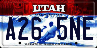 UT license plate A265NE