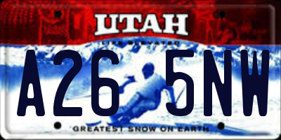 UT license plate A265NW