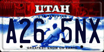 UT license plate A265NX