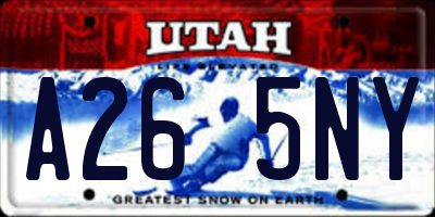 UT license plate A265NY