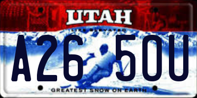 UT license plate A265OU
