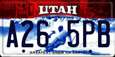 UT license plate A265PB