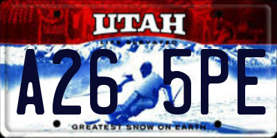 UT license plate A265PE