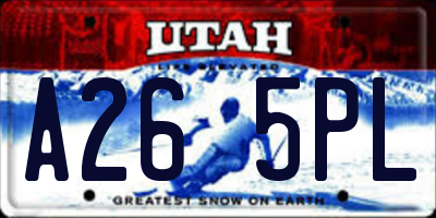 UT license plate A265PL