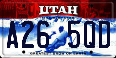 UT license plate A265QD
