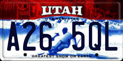 UT license plate A265QL