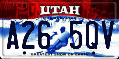 UT license plate A265QV