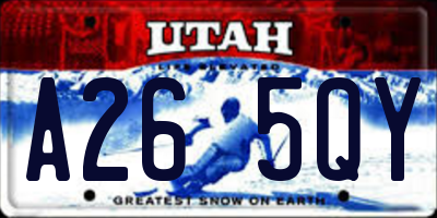 UT license plate A265QY