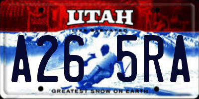 UT license plate A265RA